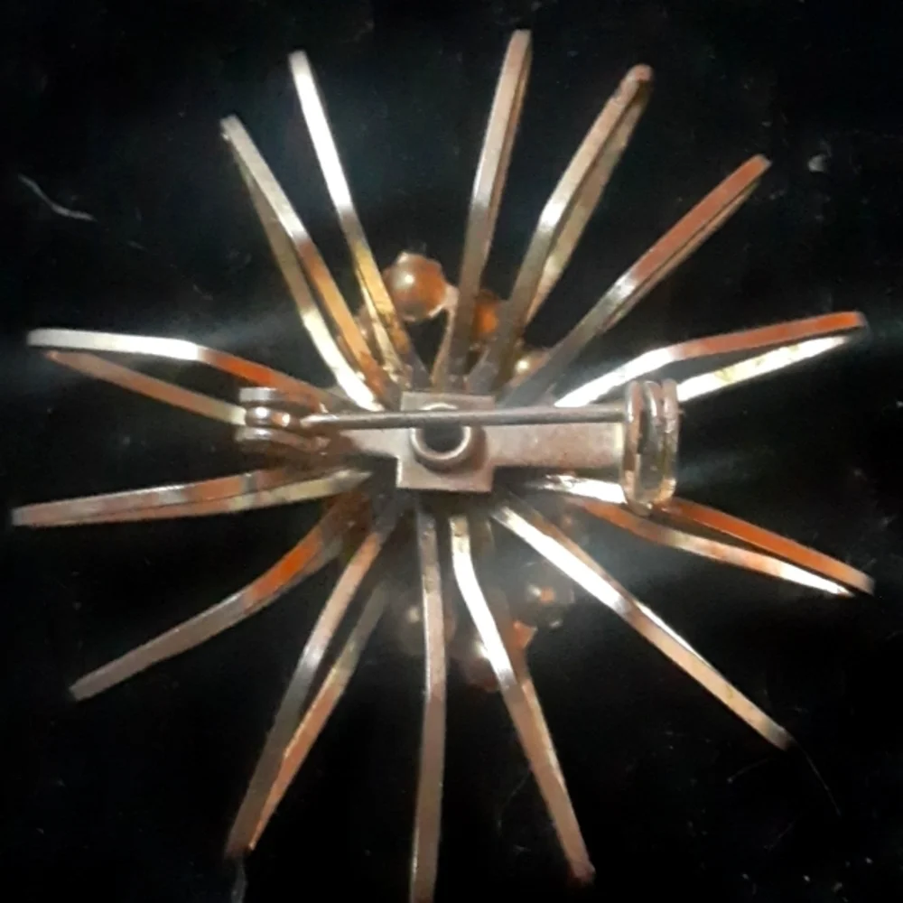 Vintage Starburst Brooch with Rhinestones,  Rainbow Girls
